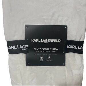 Karl Lagerfeld Paris White Milky Plush Throw Blanket 60 x 70 inches Brand New